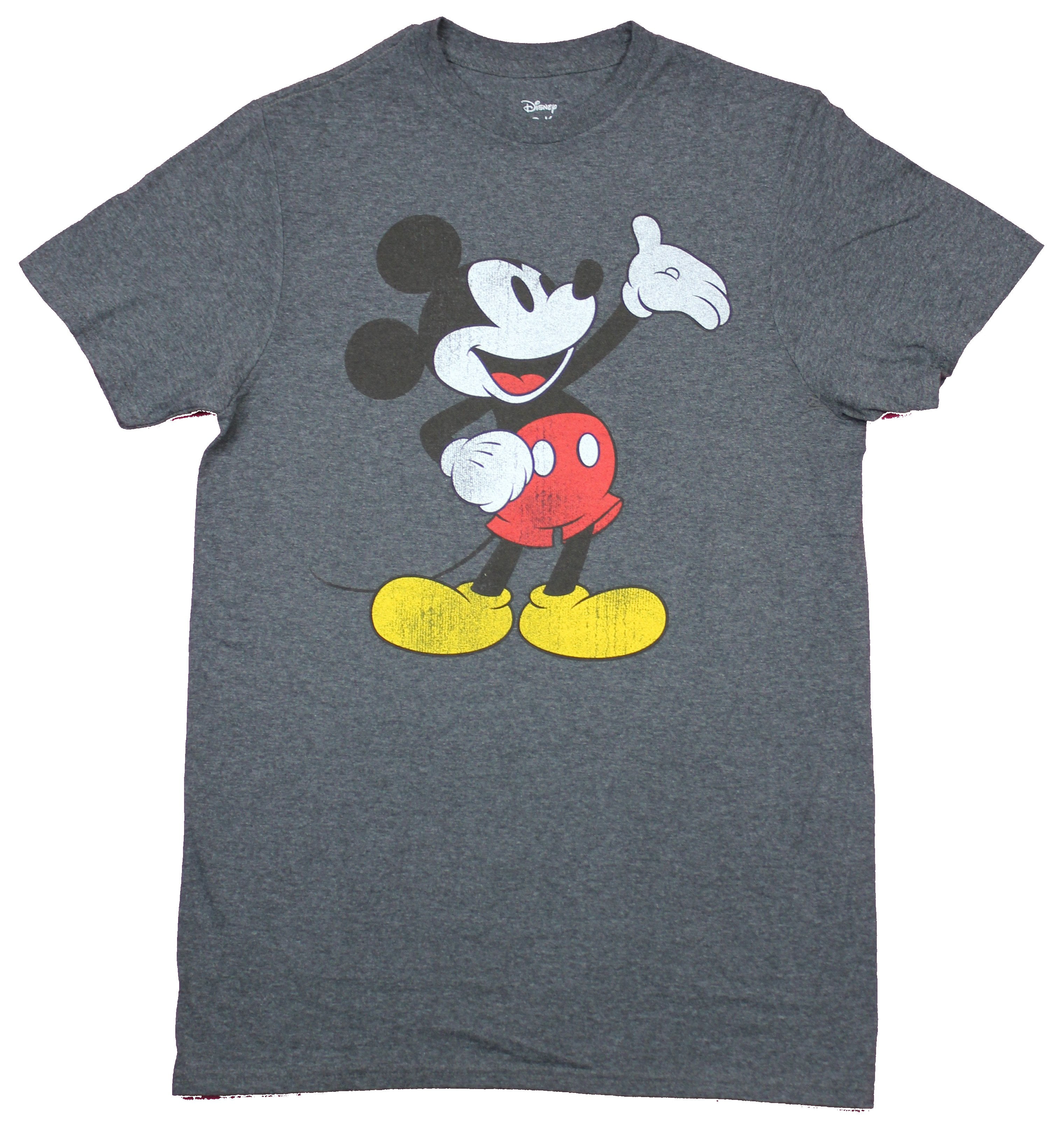 Mickey Mouse Mens TShirt Classic Hand Put Waving Mickey Image (Small