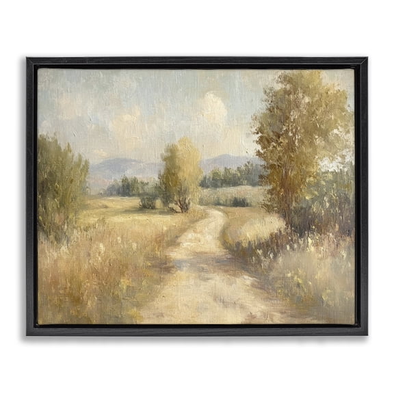 Stupell Industries Gravel Road Landscape Landscape & Nature Painting Black Floater Framed Canvas Art Print Wall Art, 21 x 17