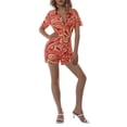 thumbnail image 3 of Women Printed Button-up Romper, Short Sleeve Lapel Neck Short Jumpsuit for Summer, 3 of 10
