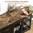 thumbnail image 6 of Rophefx 95.4" Dog Crate Furniture for 2 Dogs,Large Kennel with 3 Drawers and 4 Bowls,Wooden Heavy Duty Indoor Dog House,Black Brown, 6 of 10