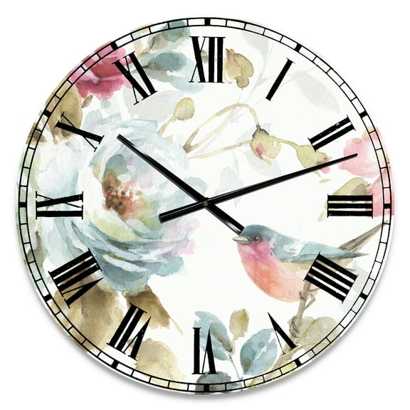 Designart 'Beautiful Bird Romance I' Traditional Wall Clock