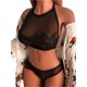 thumbnail image 3 of SAYOO Conjunto de lencería para mujer, sin mangas, cuello halter, sin espalda, transparente, de retazos, con calzoncillos, ropa interior SAYOO S M L XL, 3 of 8