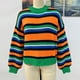 thumbnail image 3 of Suéter De Otoño A Rayas Para Mujer Lady Cozy Jerseys de manga larga Casual Loose Patchwork Pullover Cómodo uso diario Kuymtek Verde S para Mujer, 3 of 8