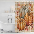 thumbnail image 3 of Burnt Orange Pumpkin Fall Shower Curtain, Waterproof Shower Curtains for Bathroom, Checkered Thanksgiving Botanical Washable Fabric Bathtub Curtain Set Bath Decor with 12 Hooks Long 72"x84", 3 of 8