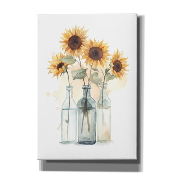 Epic Graffiti 'Sunflowers In Bottles 2' by Svetlana Aleynikova Canvas Wall Art, 18" x 26"