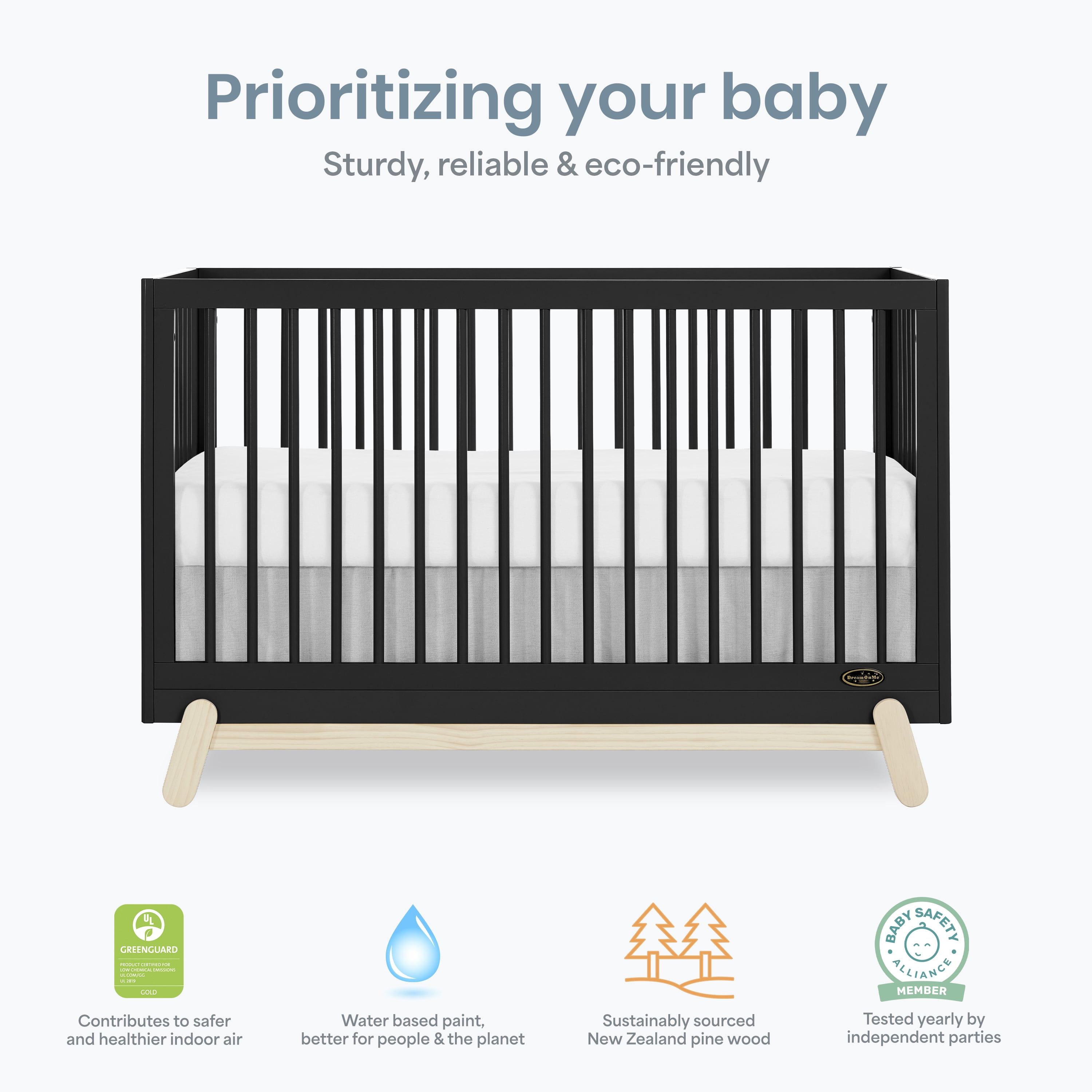 Dream On Me Hygge 5-in-1 Convertible Crib, Matte Black Vintage