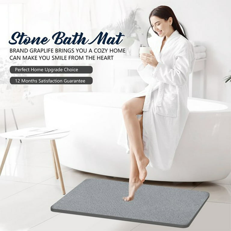 YoIts Luxury Quick Drying Stone Bath Mat with Silicone Protective Cover,  Foldable, Non-Slip, Easy to Clean, Non-Slip Fast-Drying Mat for Kitchen
