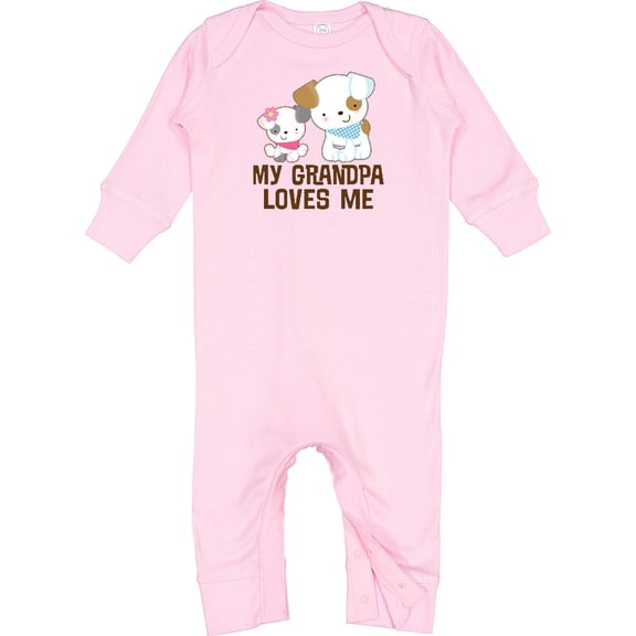 Inktastic My Grandpa Loves Me Girls Baby Romper Coveralls