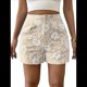 thumbnail image 1 of Shorts Bohemios de Verano con Cintura Alta y Bolsillo para Mujer, de Jacquard Floral Albaricoque L, 1 of 8