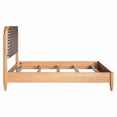 thumbnail image 2 of Queen Woven Faux Leather Bed - Mid-Century Modern Design, Caramel Maple Wood Frame, 64" Wide, Bedroom Furniture. Includes Slats, Requires Box Spring., 2 of 10