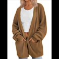 thumbnail image 2 of Cárdigan Extragrande de Punto Suave para Mujer con Bolsillos Camello XXL, 2 of 6