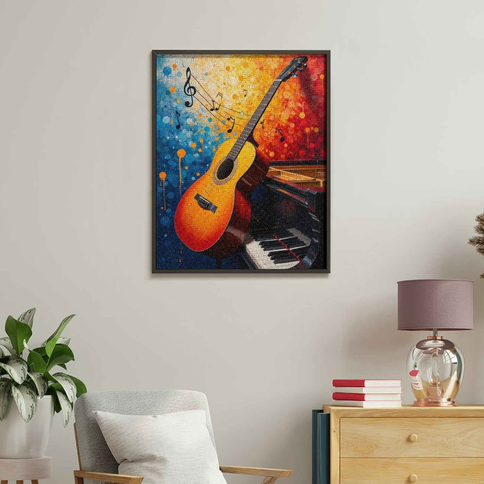 Paint By Numbers Kit for Adults Beginner - Guitar Piano Musical Notes Art DIY Canvas Painting Kits for Adults, Frameless Paint By Number for Adults for Home Wall Decor 16x20 Inch