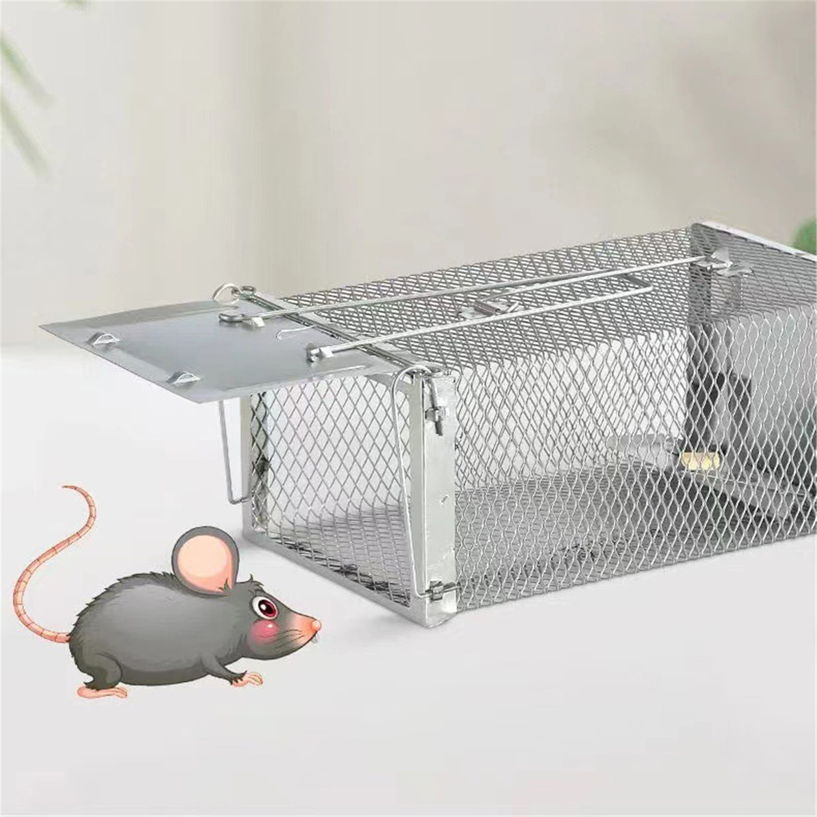 pdqouc Live Animal Cage Trap, 11.02"x 5.71"x 4.53" Hum ane Live Trap Catch and Release, Folding Raccoon Trap, Cat Trap for Stray Cats, Squirrel, S kunk, Groundhog, Armadillo, Rabbit