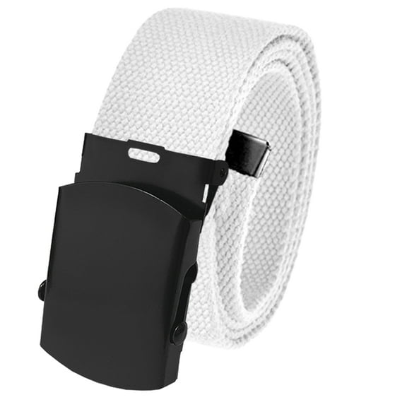 Men's Golf Belt in 1.5 Black Slider Belt Buckle with Adjustable Canvas Web Belt X-Large White