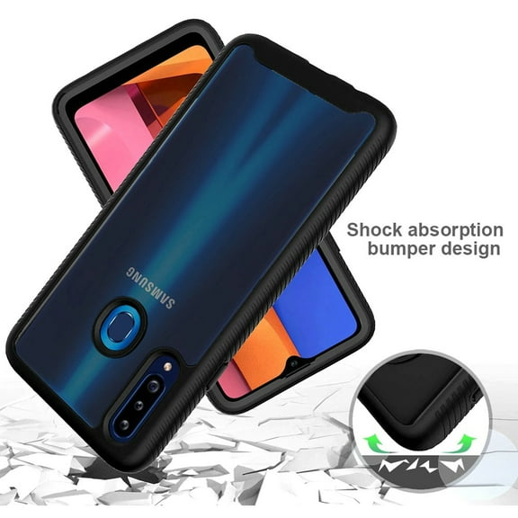 Phone Case for Samsung Galaxy A02s Clear Dual Layer Rugged Bumper Frame Heavy Duty Hybrid Shockproof Rubber TPU Full Body Defender Cover for Galaxy A02S - Black