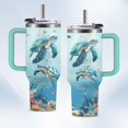 thumbnail image 1 of Vaso tipo tortuga de acero inoxidable HYMONA de 40 oz con pajitas, 1 of 9