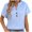 Sky Blue, variant on GigrtiJin Womens Summer Fashion V Neck Tops Short Sleeve Button Solid Color Blouse Comfy Casual Basic Pullover Shirts