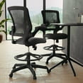 thumbnail image 4 of BizChair Mid-Back Black Mesh Ergonomic Drafting Chair with Adjustable Foot Ring and Flip-Up Arms, 4 of 17