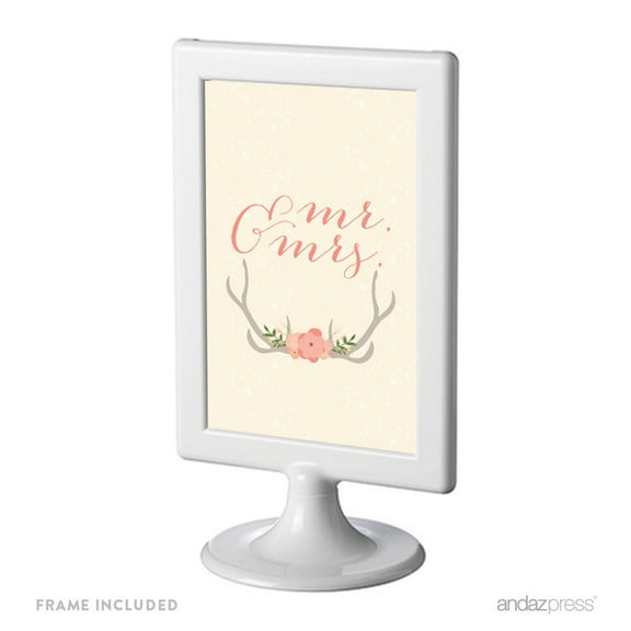 Mr. & Mrs. Woodland Deer Wedding Framed Party Signs