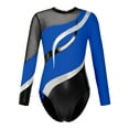 thumbnail image 2 of ZDHoor Girls Long Sleeve Shiny Patchwork Athletic Dance Gymnastic Leotards Bodysuit Royal Blue 8, 2 of 5