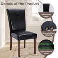 thumbnail image 5 of Mid-Century PU Dining Chairs Set of 2 with Nailhead Detail and Wooden Legs, Upholstered Side Chairs for Kitchen and Dining Room – Black, 5 of 6
