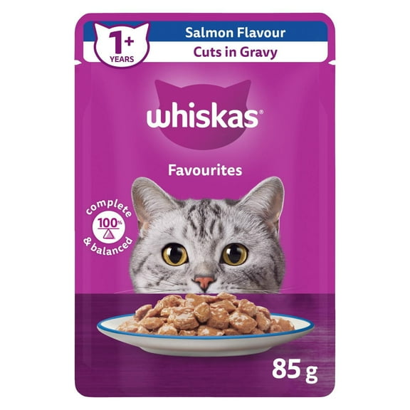 WHISKAS FAVOURITES Cuts in Gravy Salmon Flavour Pouch Adult Wet Cat Food