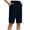 Navy, variant on Women's Linen Shorts Loose nee Length Bermuda Shorts Casual Wide Leg Elastic Waist Workout Shorts Black XL