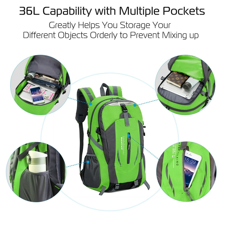 BAYUELSWU Hiking Backpack 36L Outdoor Travel Backpack Water Resistant  Lightweight Hiking Daypack Packable Backpack for Travel Camping Outdoor  (Green)