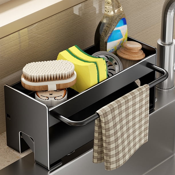 Soporte para Esponjas de Fregadero de Acero Inoxidable - Organizador Compacto con Drenaje, Gris o Blanco, 23,2 X 10,3 X 9 Cm