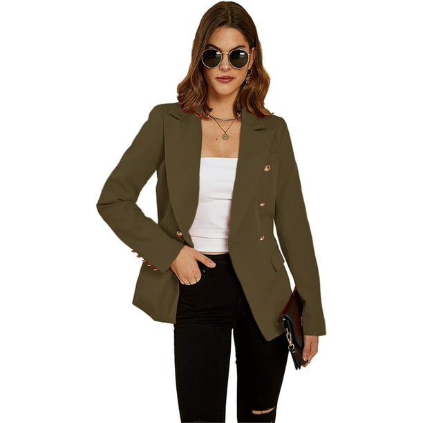 fragancia Desgracia Golpeteo Plnotme Women's Long Sleeve Casual Solid Color Blazer Work Office Button  Open Front Jacket Suit With Two Functional Pockets - Walmart.com