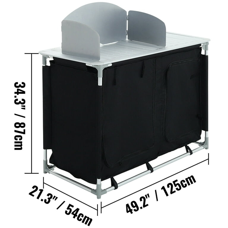 VEVOR Aluminum Portable Camping Kitchen Detachable Windscreen Storage Organizer