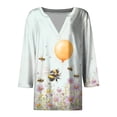 thumbnail image 4 of SOOMLON Womens 3/4 Length Sleeve Blouses Plus Size Tunic Bee Festival Tops Casual V Neck Shirts Cute Honey Bee Graphic T Shirts 2025 Trendy Spring Summer Ladies Tops Loose Fit Outfits Pullover 5XL, 4 of 5