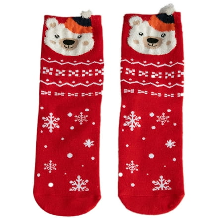 

Sorrowso Women Christmas 3D Cartoon Animal Santa Crew Socks Japanese Style Kawaii Mid-Calf Tube Hosiery New Year Holiday Gifts
