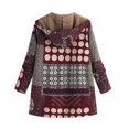 thumbnail image 1 of Abrigo con capucha de manga larga de talla grande para mujer con estampado de forro polar (rojo vino 3XL) Ehuebsd Para estrenar, 1 of 3