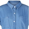 thumbnail image 4 of Pisexur Denim Robe Chemise en pour Femmes Longueur Genou Manches Courtes Robe en Jean Boutonnée Tunique Décontractée avec Poches, 4 of 6