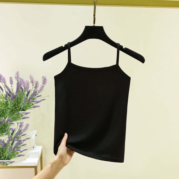 Snorda Black Tank Tops for Women Spaghetti Strap Basic Camisoles Lightweight Soft Stretch Fabric for Layering, Everyday Casual Wear and Outdoor Activities