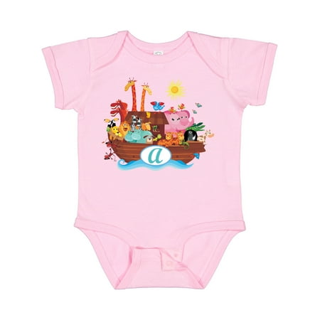 

Inktastic Monogram Letter a Childs Animals Ark Gift Baby Boy or Baby Girl Bodysuit