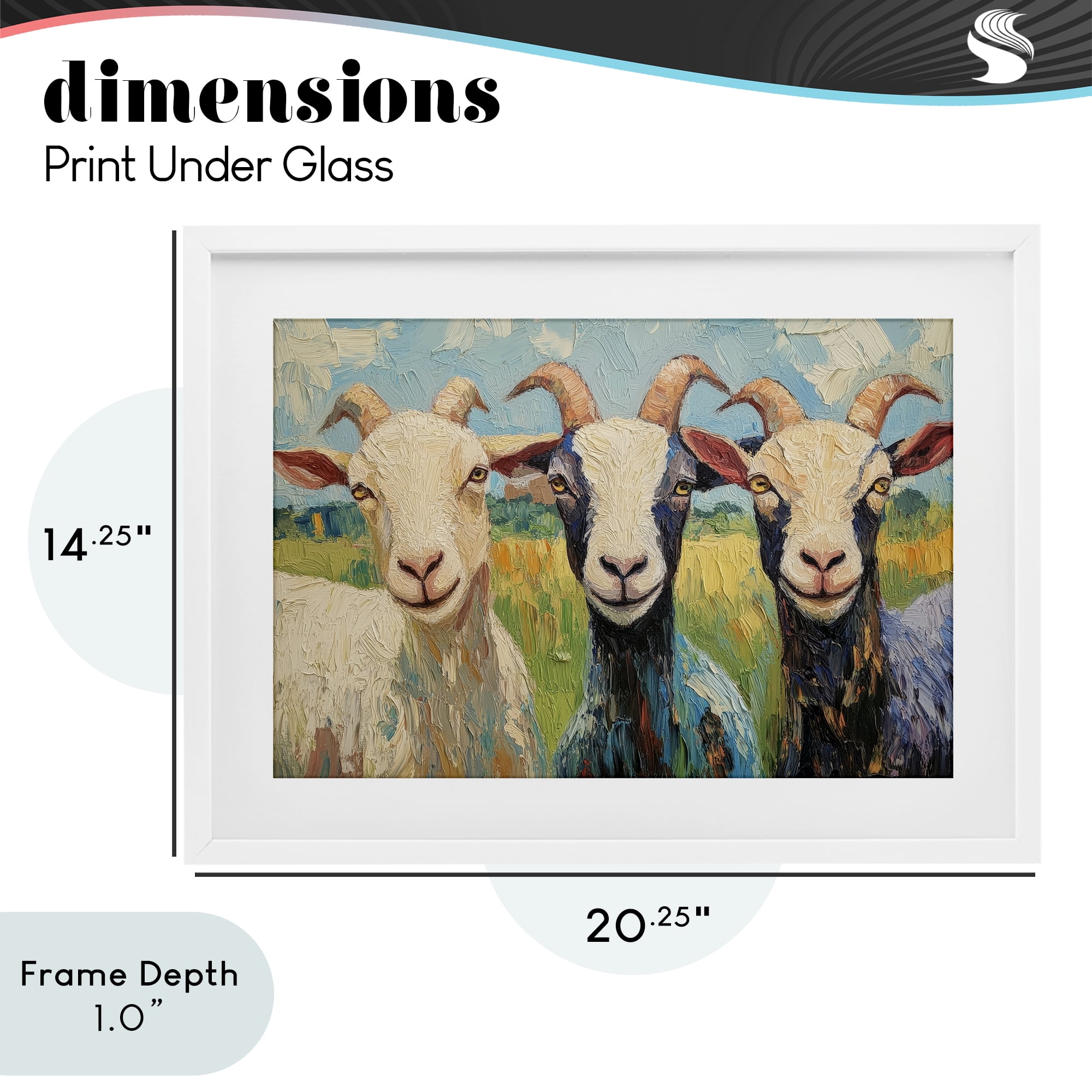 Stupell Industries Billy Goats in Bright Pasture White Framed Print Under Glass, design by Petal Prints Design