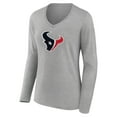 thumbnail image 2 of Women's Heather Gray Houston Texans Primary Team Logo Long Sleeve V-Neck T-Shirt, 2 of 3