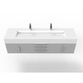 thumbnail image 3 of Nile 72" Gray Wood Floating Vanity with White Top and Chrome Trim, 3 of 10