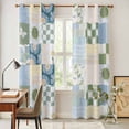 thumbnail image 3 of Spring Floral Checkered Kitchen Curtains Window Panels, Sage Green Daisy Buffalo Plaid Insulated Window Treatment Curtain, Grommet Curtains for Bedroom/Living Room/Bathroom, 2 Piece 42"Wx84"L, 3 of 8