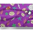 thumbnail image 2 of Soimoi Purple Cotton Voile Fabric Starfish & Sea Horns Ocean Print Fabric by the Yard 56 Inch Wide, 2 of 3