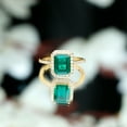 thumbnail image 4 of Rosec Jewels Lab Grown Emerald Engagement Ring with Halo - Emerald Cut Emerald Ring with Diamond (AAAA Quality Certified), 10K Yellow Gold, US 7.00, 4 of 7