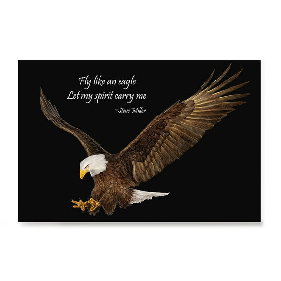 EzPosterPrints - Most Popular Eagle Theme Quote Posters - Power Strength Brave Motivational Quotes Poster Printing - Wall Art Print for Home Office - SPIRIT - 18X12 inches