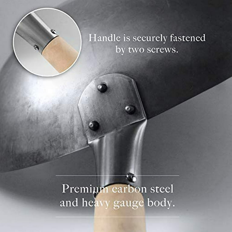 Pre-Seasoned Blue Carbon Steel Hand Hammered Flat Bottom Pow Wok - 16 –  mammafong