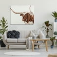 thumbnail image 2 of Brown Spotted Longhorn Cow Cattle Farm Illustration Animals & Insects Painting Gallery-Wrapped Canvas Print Wall Art, 2 of 5