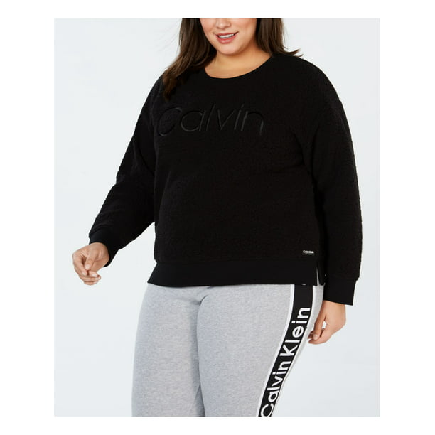 CALVIN KLEIN $69 New Black Logo Fleece Embroidered Sweater 3X Plus - Walmart.com