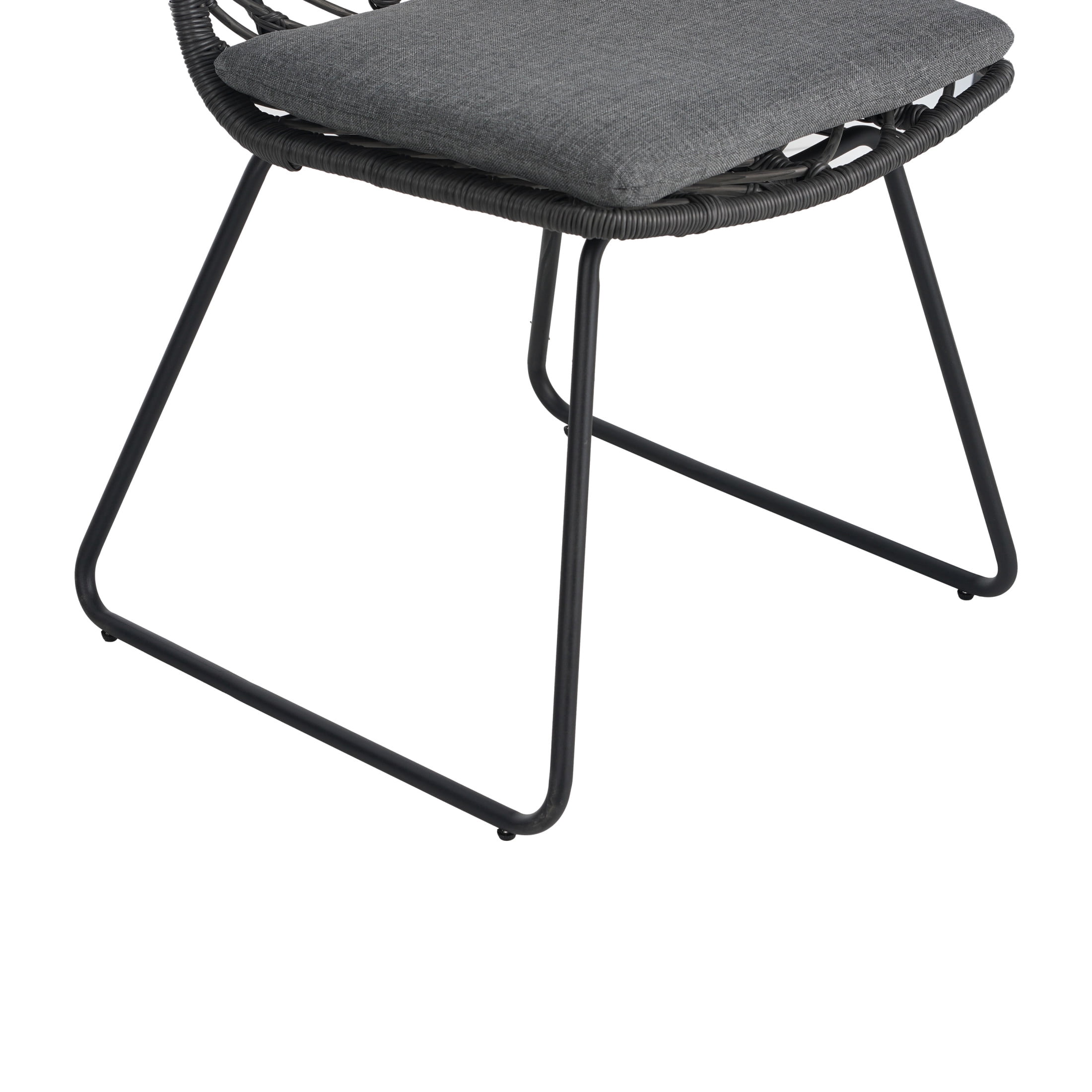 Christopher Knight Home 7-Piece Modern Outdoor Dining Set, Armless Chairs with Cushions, Teak+Black