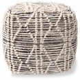 thumbnail image 2 of Bowery Hill Moroccan Inspired Ivory and Black Wool Blend Pouf Ottoman, 2 of 6