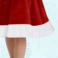thumbnail image 6 of Christmas Dress for Women Velvet Long Sleeve V Neck Santa Outfit A Line Swing Dress Red S, 6 of 8